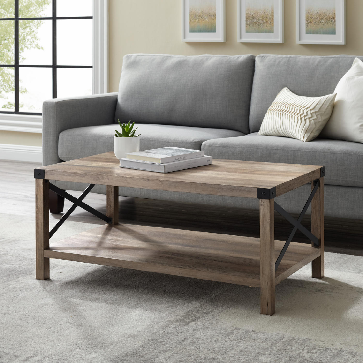 Grey wash deals wood coffee table